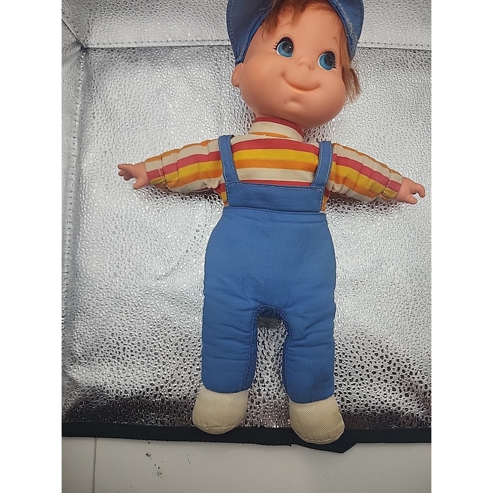 Mattel Biffy Baby Beans Boy Vtg. 1970 Beanbag Doll 12 Overalls Hat Conductor.